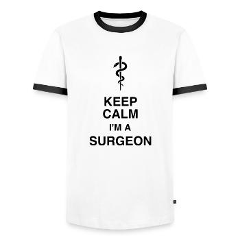 Doctor Arzt Surgeon Chirurg Surgery Chirurgie - Men's Ringer Shirt - white/black - Front - AI Model Female 172 light (172cm) & AI Model Male 178 dark (178cm)