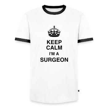 Doctor Arzt Surgeon Chirurg Surgery Chirurgie - Men's Ringer Shirt - white/black - Front - AI Model Female 172 light (172cm) & AI Model Male 178 dark (178cm)