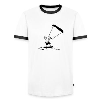 Kite Surfer - Männer Kontrast-T-Shirt - Weiß/Schwarz - Vorne - AI Model Female 172 light (172cm) & AI Model Male 178 dark (178cm)
