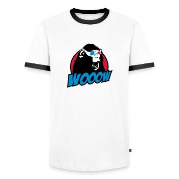 3D Glasses amazed Monkey - T-shirt contrasté Homme - blanc/noir - Devant - AI Model Female 172 light (172cm) & AI Model Male 178 dark (178cm)