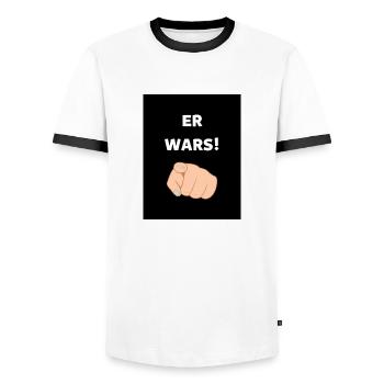 ER WARS - Männer Kontrast-T-Shirt - Weiß/Schwarz - Vorne - AI Model Female 172 light (172cm) & AI Model Male 178 dark (178cm)