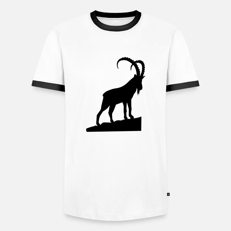 Steinbock - Männer Kontrast-T-Shirt - Weiß/Schwarz