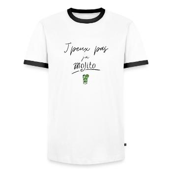 J'peux pas j'ai mojito - T-shirt contrasté Homme - blanc/noir - Devant - AI Model Female 172 light (172cm) & AI Model Male 178 dark (178cm)