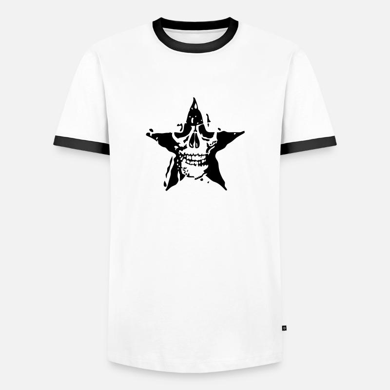 Todesstern Todes Kopf etoile4 - Männer Kontrast-T-Shirt - Weiß/Schwarz