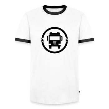 Trucker LKW Fahrer Routier Truck Camion Transport - Men's Ringer Shirt - white/black - Front - AI Model Female 172 light (172cm) & AI Model Male 178 dark (178cm)
