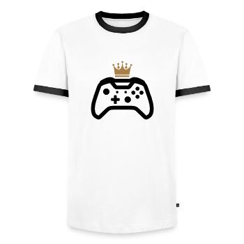 gamer - Men's Ringer Shirt - white/black - Front - AI Model Female 172 light (172cm) & AI Model Male 178 dark (178cm)