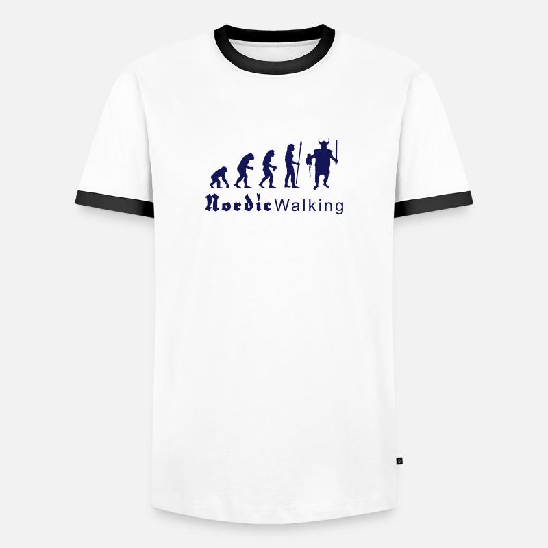 evolution_nordicwalking1 - Männer Kontrast-T-Shirt - Weiß/Schwarz