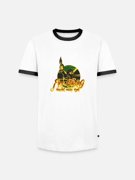Fire Blazing - Reggae Dancehall Style - Männer Kontrast-T-Shirt - Weiß/Schwarz