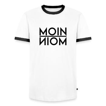 Moin Moin - Männer Kontrast-T-Shirt - Weiß/Schwarz - Vorne - AI Model Female 172 light (172cm) & AI Model Male 178 dark (178cm)