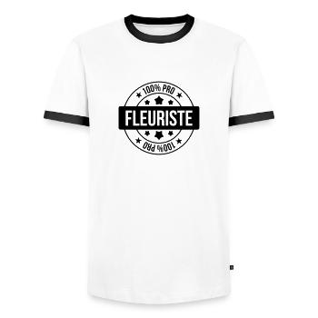 Florist / Blumenhändler / Blumengeschäft / Blume - Männer Kontrast-T-Shirt - Weiß/Schwarz - Vorne - AI Model Female 172 light (172cm) & AI Model Male 178 dark (178cm)