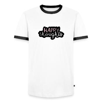 Pensées heureuses - T-shirt contrasté Homme - blanc/noir - Devant - AI Model Female 172 light (172cm) & AI Model Male 178 dark (178cm)