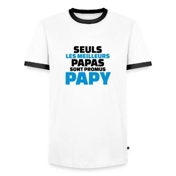seuls les meilleurs papas sont promus papy - T-shirt contrasté Homme - blanc/noir - Devant - AI Model Female 172 light (172cm) & AI Model Male 178 dark (178cm)