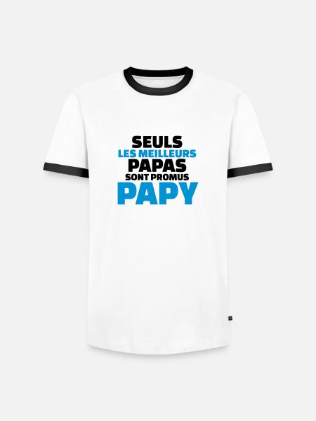 seuls les meilleurs papas sont promus papy - T-shirt contrasté Homme - blanc/noir