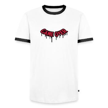 Game Over Graffiti - T-shirt contrasté Homme - blanc/noir - Devant - AI Model Female 172 light (172cm) & AI Model Male 178 dark (178cm)