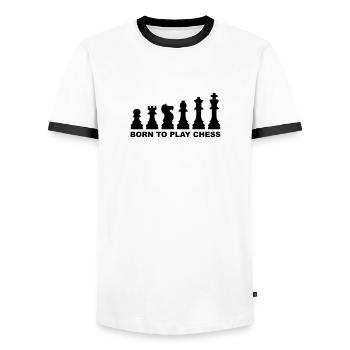 Schach - Männer Kontrast-T-Shirt - Weiß/Schwarz - Vorne - AI Model Female 172 light (172cm) & AI Model Male 178 dark (178cm)