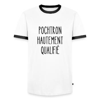 pochtron hautement qualifié - T-shirt contrasté Homme - blanc/noir - Devant - AI Model Female 172 light (172cm) & AI Model Male 178 dark (178cm)