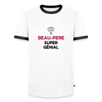 Beau Père - Papa - Fête des Peres - Enfant - Bébé - T-shirt contrasté Homme - blanc/noir - Devant - AI Model Female 172 light (172cm) & AI Model Male 178 dark (178cm)