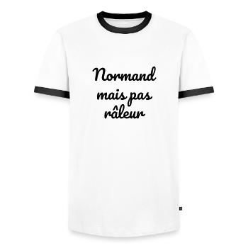 Normandie / Normand / Normande / France - Männer Kontrast-T-Shirt - Weiß/Schwarz - Vorne - AI Model Female 172 light (172cm) & AI Model Male 178 dark (178cm)