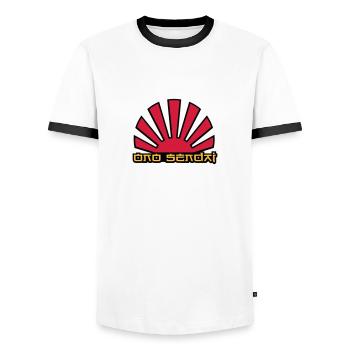 Ono Sendai - Männer Kontrast-T-Shirt - Weiß/Schwarz - Vorne - AI Model Female 172 light (172cm) & AI Model Male 178 dark (178cm)