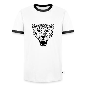 Leopard - Men's Ringer Shirt - white/black - Front - AI Model Female 172 light (172cm) & AI Model Male 178 dark (178cm)