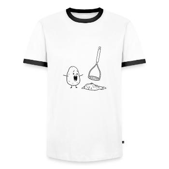 Potato mash | Mashed potatoes | Mashed potatoes - Men's Ringer Shirt - white/black - Front - AI Model Female 172 light (172cm) & AI Model Male 178 dark (178cm)