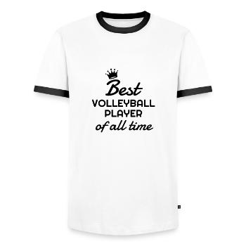 Volleyball - Volley Ball - Volley-Ball - Sport - Men's Ringer Shirt - white/black - Front - AI Model Female 172 light (172cm) & AI Model Male 178 dark (178cm)
