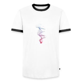 Abstract art - Men's Ringer Shirt - white/black - Front - AI Model Female 172 light (172cm) & AI Model Male 178 dark (178cm)