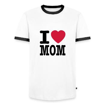 i love mom DE - Männer Kontrast-T-Shirt - Weiß/Schwarz - Vorne - AI Model Female 172 light (172cm) & AI Model Male 178 dark (178cm)