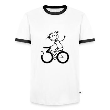 Parcourez sans effort les années 30! - T-shirt contrasté Homme - blanc/noir - Devant - AI Model Female 172 light (172cm) & AI Model Male 178 dark (178cm)
