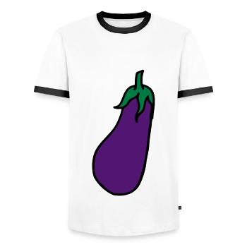 Aubergine Eggplant - Männer Kontrast-T-Shirt - Weiß/Schwarz - Vorne - AI Model Female 172 light (172cm) & AI Model Male 178 dark (178cm)