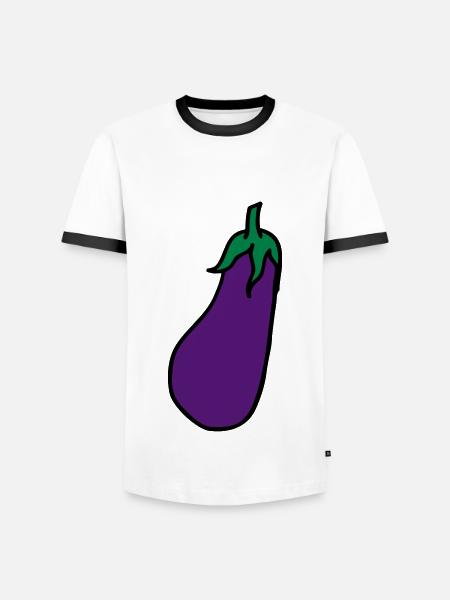 Aubergine Eggplant - Men's Ringer Shirt - white/black