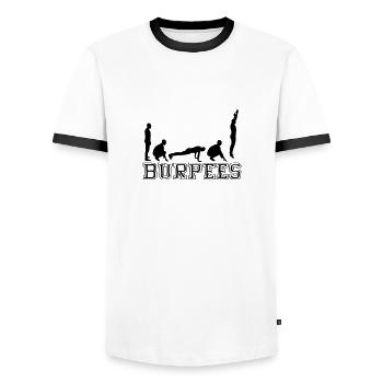 Burpees (Silhouette) - Men's Ringer Shirt - white/black - Front - AI Model Female 172 light (172cm) & AI Model Male 178 dark (178cm)