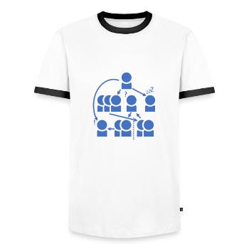 Verrücktes Organigramm - alles klar? - Männer Kontrast-T-Shirt - Weiß/Schwarz - Vorne - AI Model Female 172 light (172cm) & AI Model Male 178 dark (178cm)
