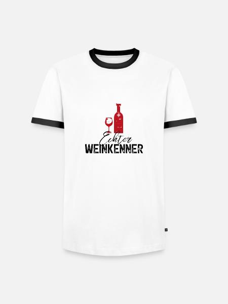 Echter Weinkenner, Rotwein Wein - Männer Kontrast-T-Shirt - Weiß/Schwarz