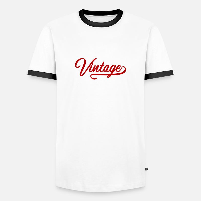 Weinlese - Männer Kontrast-T-Shirt - Weiß/Schwarz
