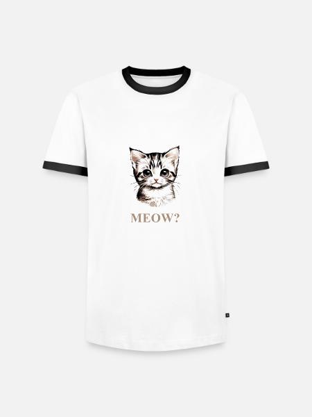 Neugieriges Kätzchen, meow? - Männer Kontrast-T-Shirt - Weiß/Schwarz