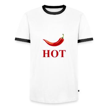 Pepperoni CHAUD - T-shirt contrasté Homme - blanc/noir - Devant - AI Model Female 172 light (172cm) & AI Model Male 178 dark (178cm)