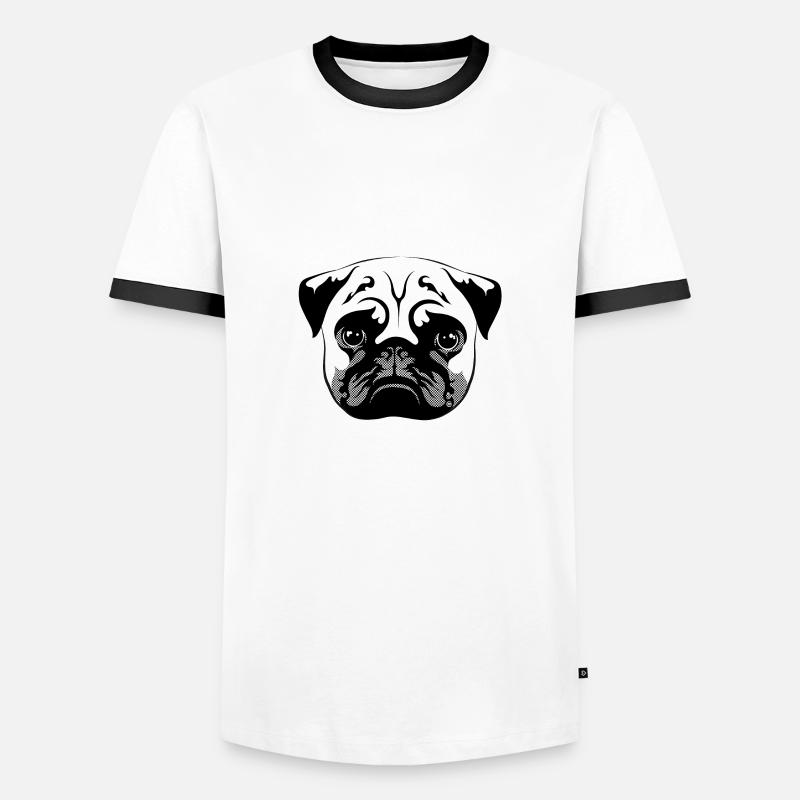 Mops - Männer Kontrast-T-Shirt - Weiß/Schwarz