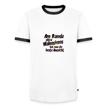 am Rande des Wahnsinns - Männer Kontrast-T-Shirt - Weiß/Schwarz - Vorne - AI Model Female 172 light (172cm) & AI Model Male 178 dark (178cm)
