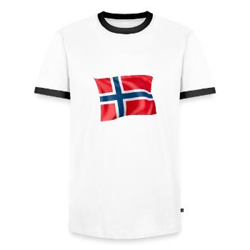 Flag Norway - Men's Ringer Shirt - white/black - Front - AI Model Female 172 light (172cm) & AI Model Male 178 dark (178cm)