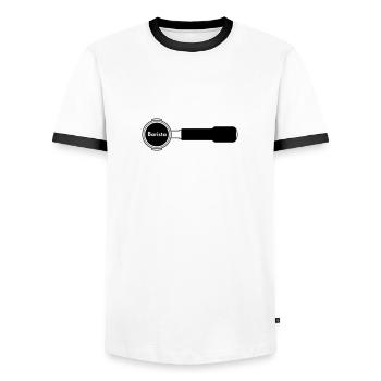 Siebträger Barista horiz - Männer Kontrast-T-Shirt - Weiß/Schwarz - Vorne - AI Model Female 172 light (172cm) & AI Model Male 178 dark (178cm)