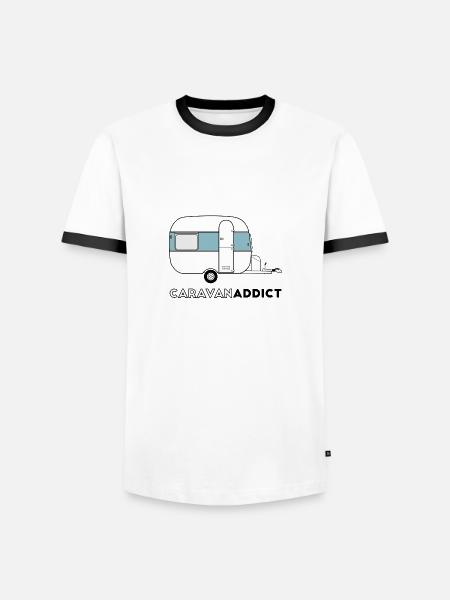 Caravan addict blue gray - Men's Ringer Shirt - white/black