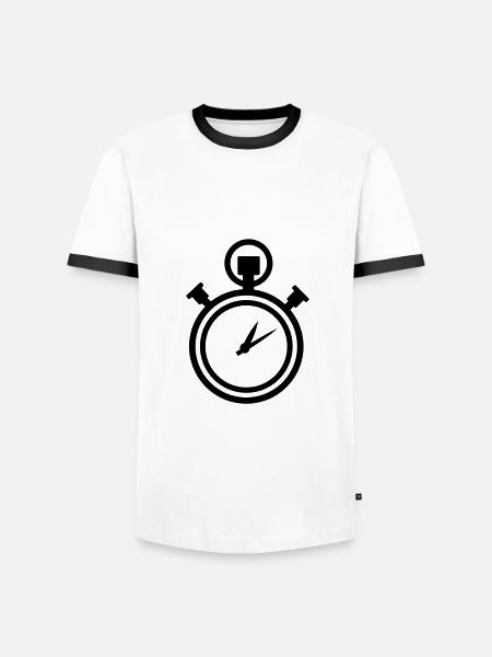 Uhr - Männer Kontrast-T-Shirt - Weiß/Schwarz