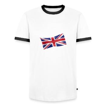 Union Jack UK UK flag flag - Men's Ringer Shirt - white/black - Front - AI Model Female 172 light (172cm) & AI Model Male 178 dark (178cm)