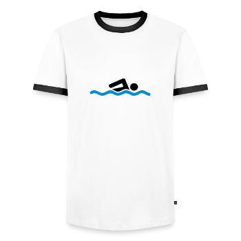 swimmer - Men's Ringer Shirt - white/black - Front - AI Model Female 172 light (172cm) & AI Model Male 178 dark (178cm)