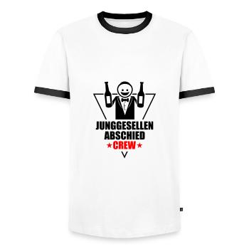 Enterrement de vie de garçon Équipage Enterrement de vie de garçon - T-shirt contrasté Homme - blanc/noir - Devant - AI Model Female 172 light (172cm) & AI Model Male 178 dark (178cm)
