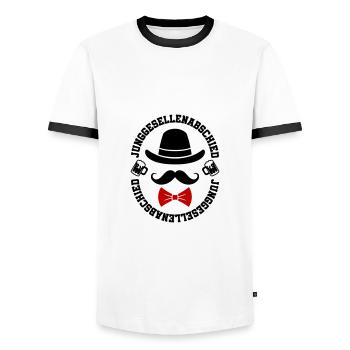Bachelor party bachelor party - Men's Ringer Shirt - white/black - Front - AI Model Female 172 light (172cm) & AI Model Male 178 dark (178cm)