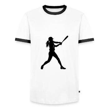 Baseball Woman Silhouette - Men's Ringer Shirt - white/black - Front - AI Model Female 172 light (172cm) & AI Model Male 178 dark (178cm)