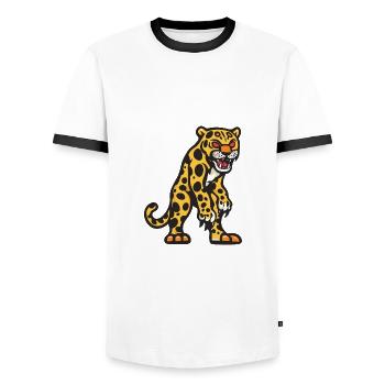 Leopard Halloween Animal - Men's Ringer Shirt - white/black - Front - AI Model Female 172 light (172cm) & AI Model Male 178 dark (178cm)