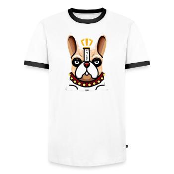 Français Bulldog Papa King Chien Papa Frenchie - T-shirt contrasté Homme - blanc/noir - Devant - AI Model Female 172 light (172cm) & AI Model Male 178 dark (178cm)